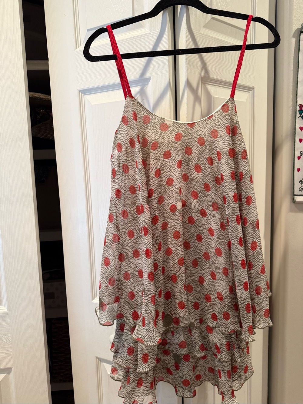 D&G White Polka Dot Layered Camisole with Pink Straps